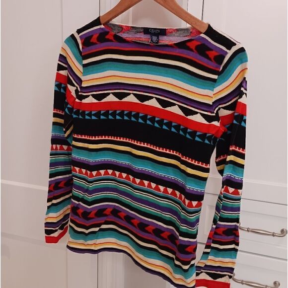 Chaps Cotton Aztec Print Sweater Pullover - Picture 1 of 8